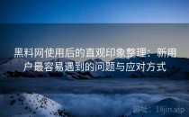 黑料网使用后的直观印象整理：新用户最容易遇到的问题与应对方式