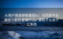 从用户角度聊聊蘑菇tv：与同类平台放在一起的直观对比，蘑菇平台是什么东西