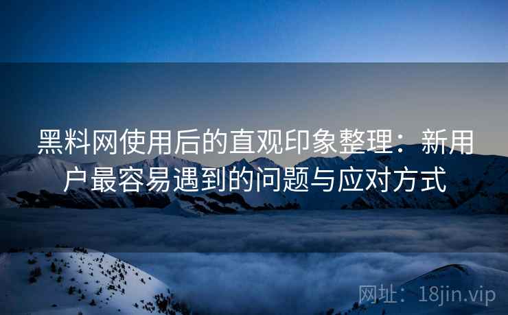 黑料网使用后的直观印象整理:新用户最容易遇到的问题与应对方式 第1张 黑料网使用后的直观印象整理:新用户最容易遇到的问题与应对方式 第1张